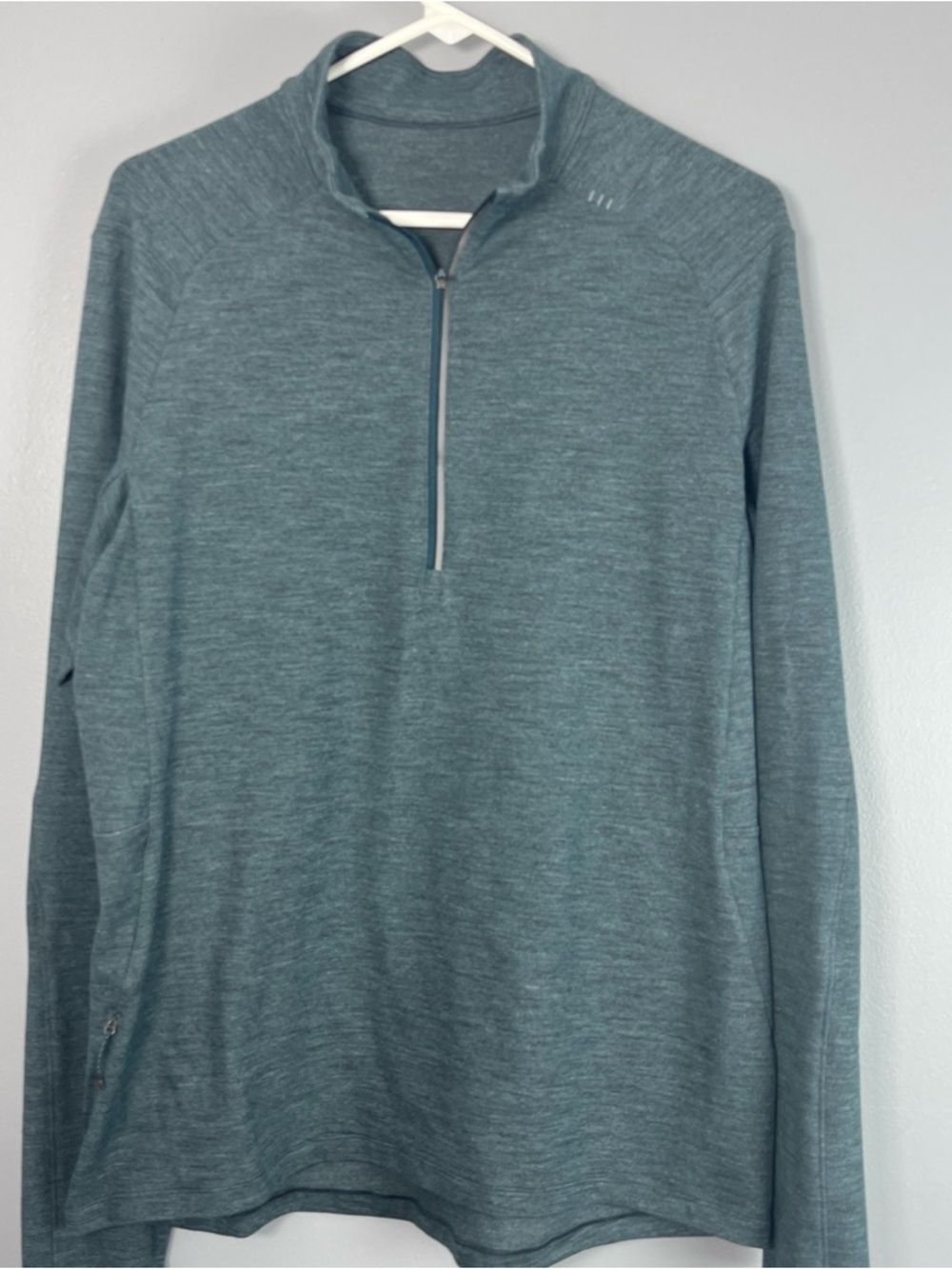 lululemon athletica Men's Surge Teal Heather Quarter-Zip Pullover Size Large - Picture 2 of 9